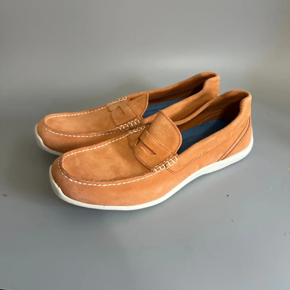 Rockport Mens Adiprene by Adidas Burnt Orange Suede Penny Loafers Size 12